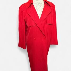 Vintage Red Trench Coat Size M